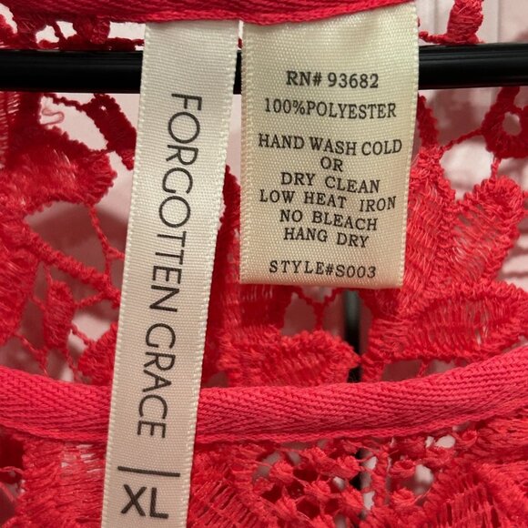 Forgotten Grace Floral Lace Scalloped Hemline 3/4 Sleeve Top Size XL Elegant - Picture 5 of 8